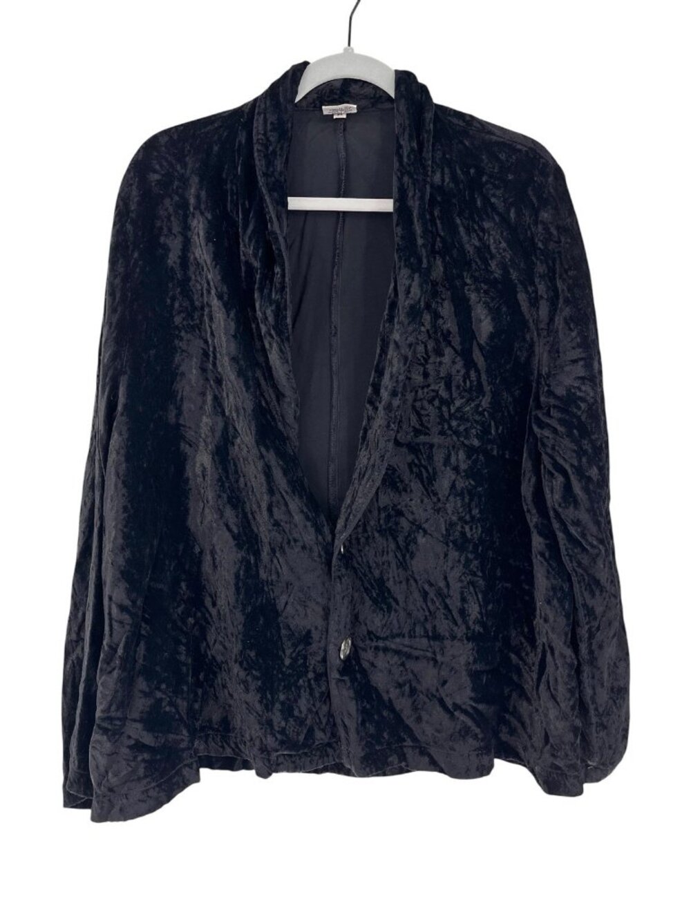 CP SHADES Women's Deep Blue Crushed Velvet Double-Button Cardigan Jacket Medium